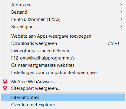 HTTP Proxy - Google Chrome volledige menu