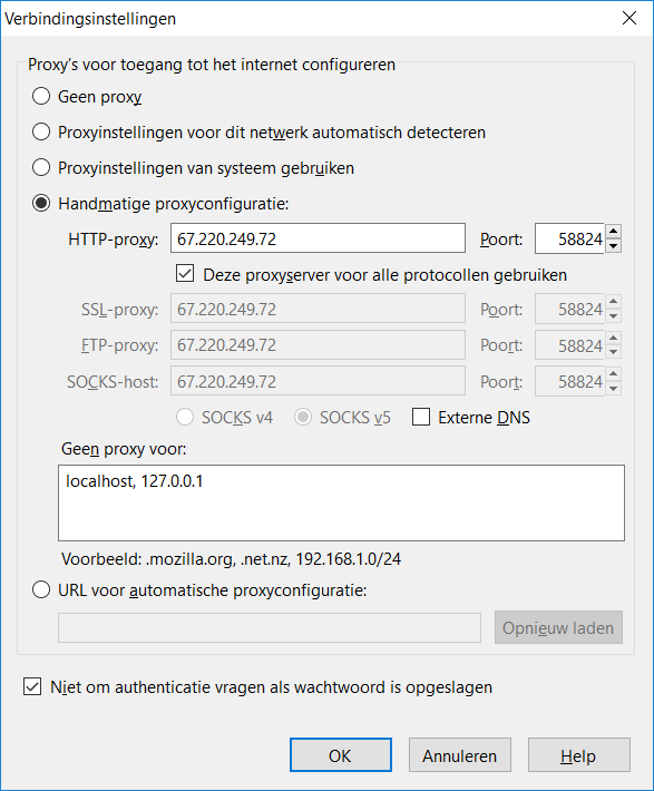 HTTP Proxy - Mozilla FireFox voorbeeld HTTP proxy instellingen